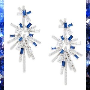 NWT Blue & Silver Crystal Firework Earrings